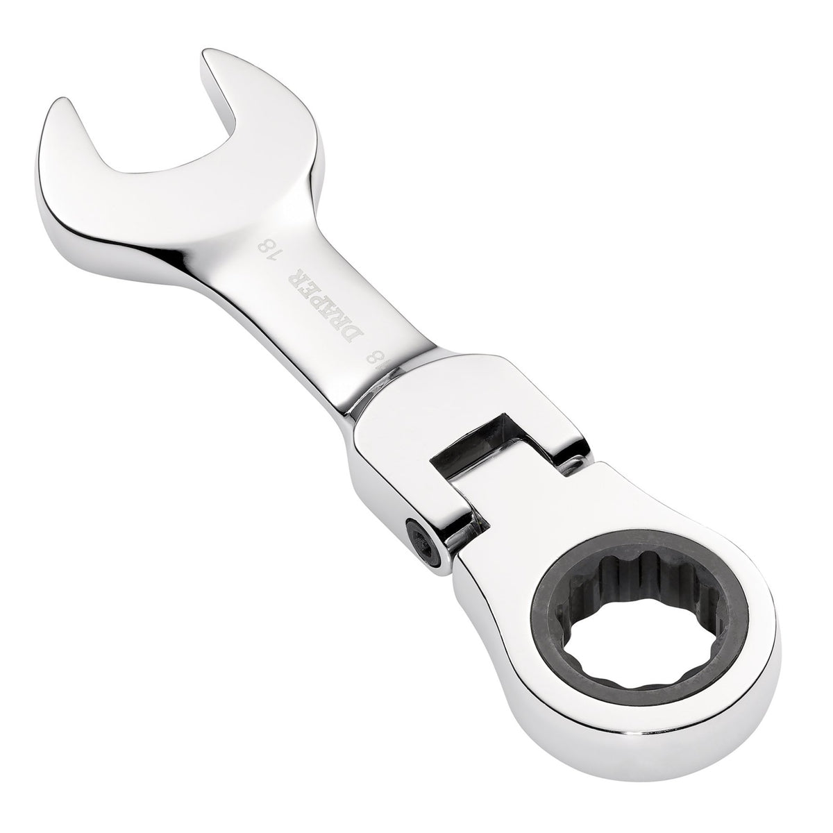 Draper HI-TORQ Metric Stubby Flexible Head Ratchet Combination Spanner, 18mm : Model No. 8230FMMBS