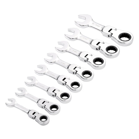 Draper HI-TORQ Metric Stubby Flexible Head Ratchet Combination Spanner Set (8 Piece) : Model No. 8230FMMBS/8