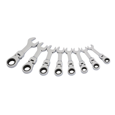 Draper HI-TORQ Metric Stubby Flexible Head Ratchet Combination Spanner Set (8 Piece) : Model No. 8230FMMBS/8