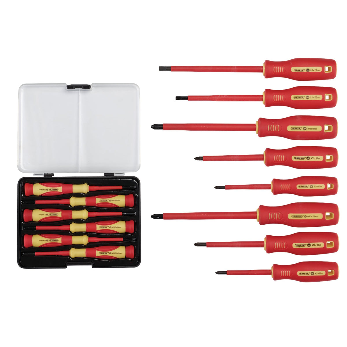VDE Approved Fully Insulated Screwdriver and Precision Screwdriver Set (14 Piece) : Model No. 952/14