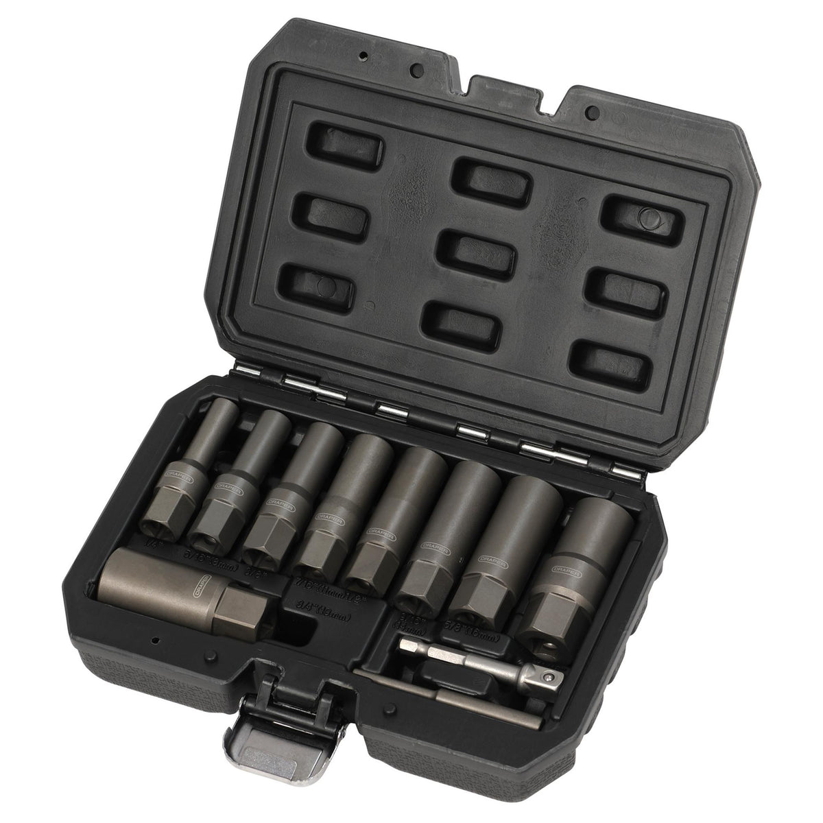 Spiral Type Deep Bolt Extractor Set, 3/8" Sq. Dr. (11 Piece)