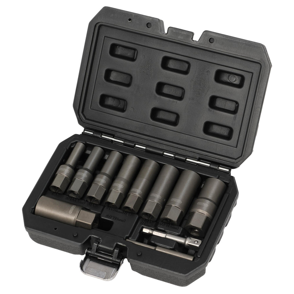 Spiral Type Deep Bolt Extractor Set, 3/8" Sq. Dr. (11 Piece)