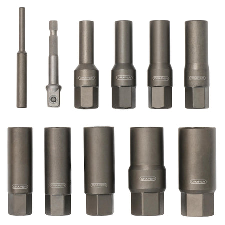 Spiral Type Deep Bolt Extractor Set, 3/8" Sq. Dr. (11 Piece)