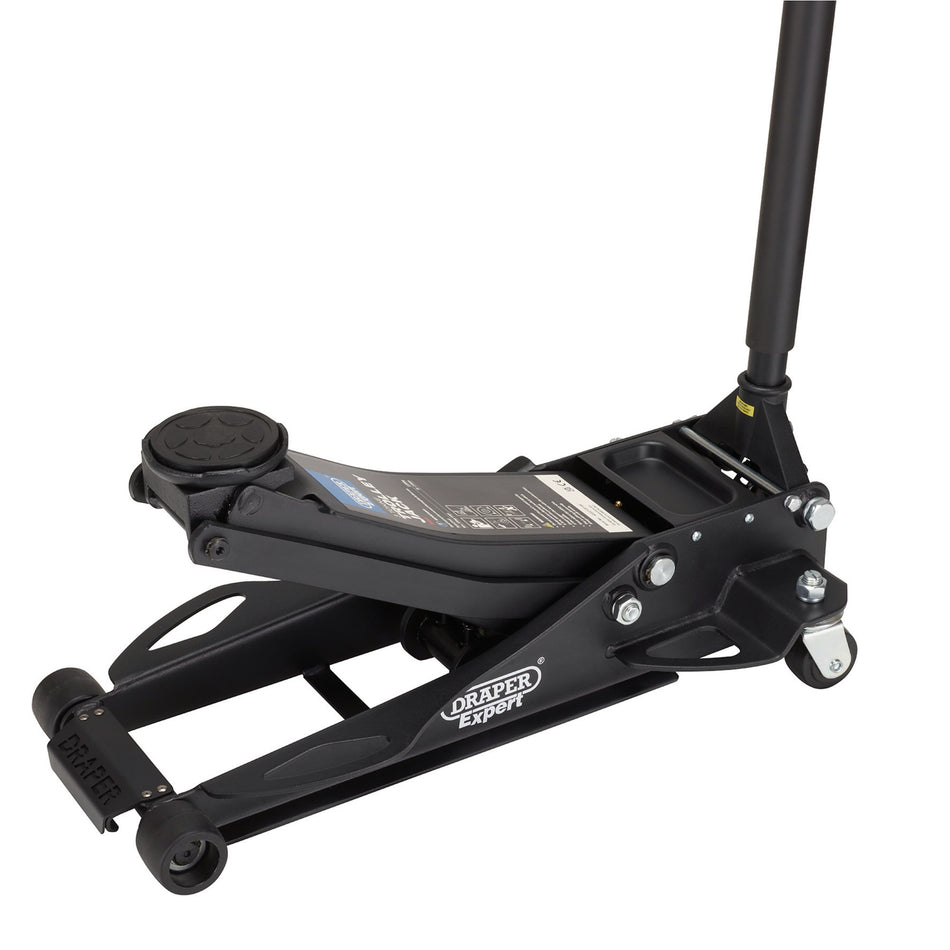 Draper Expert Professional Low Profile Fast Lift Garage Trolley Jack, 3 Tonne, Black : Model No. TJ3-BP