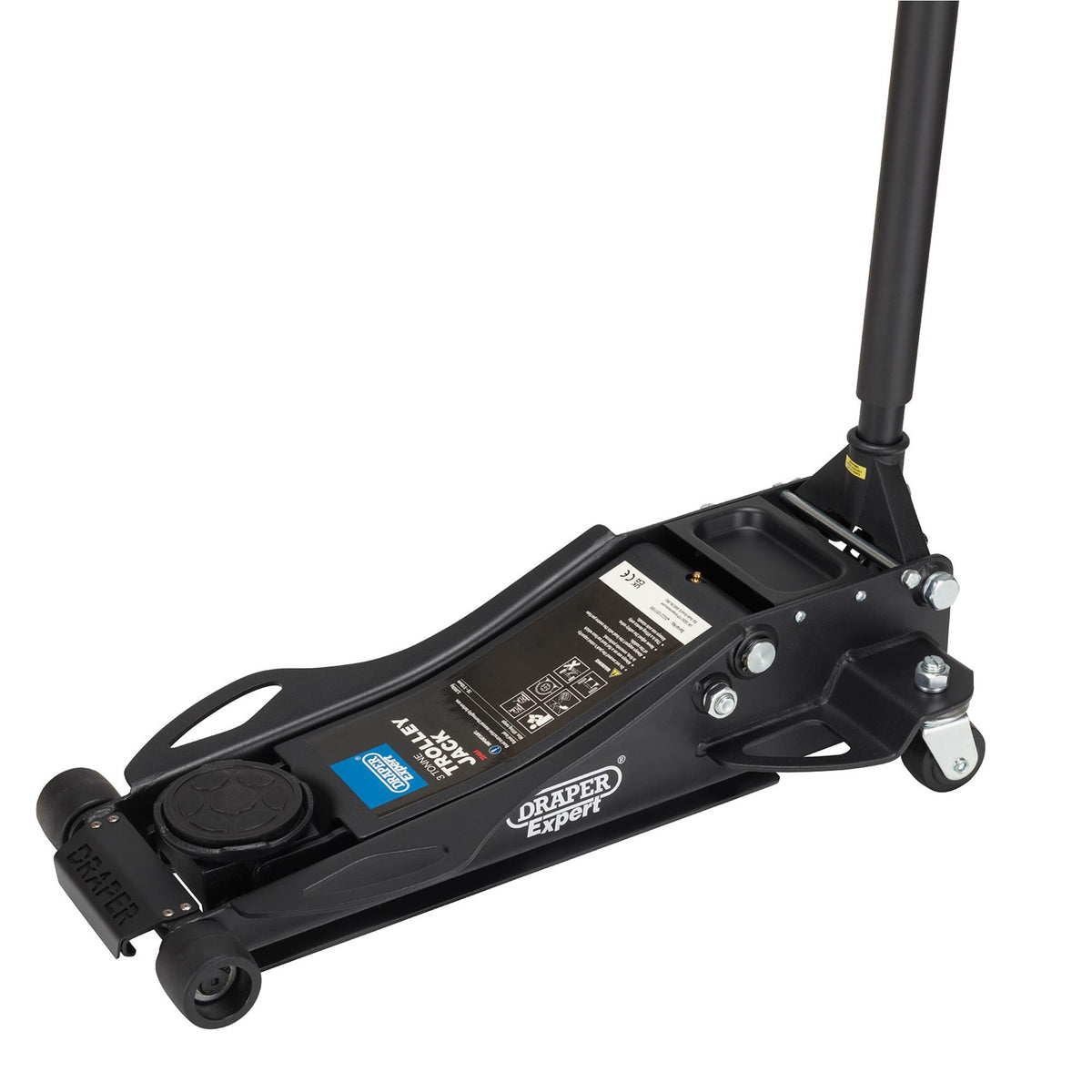 Draper Expert Professional Low Profile Fast Lift Garage Trolley Jack, 3 Tonne, Black : Model No. TJ3-BP
