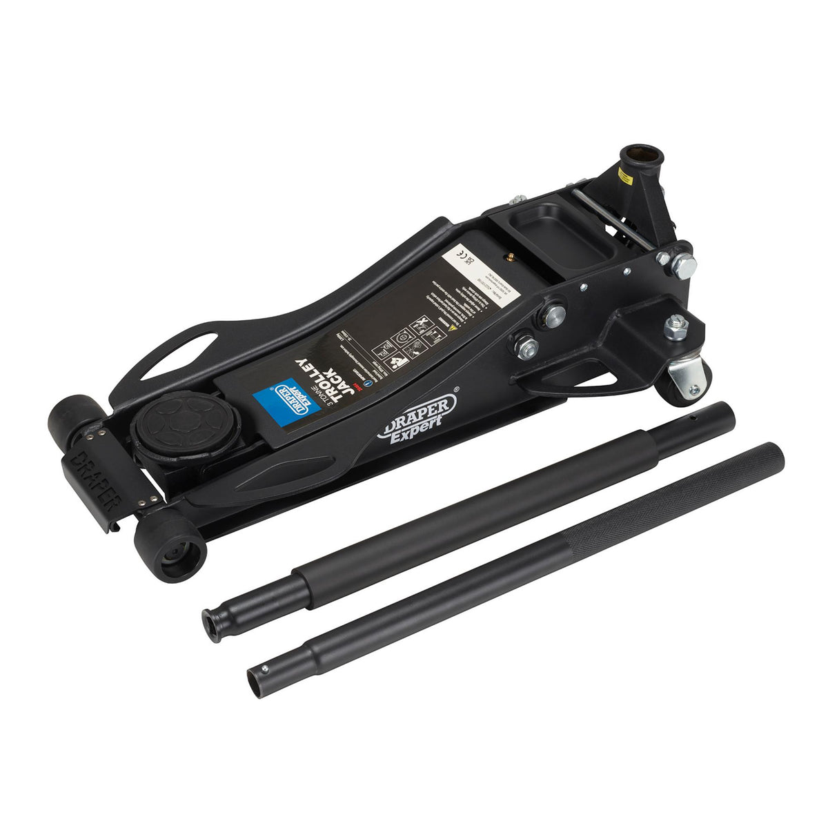 Draper Expert Professional Low Profile Fast Lift Garage Trolley Jack, 3 Tonne, Black : Model No. TJ3-BP