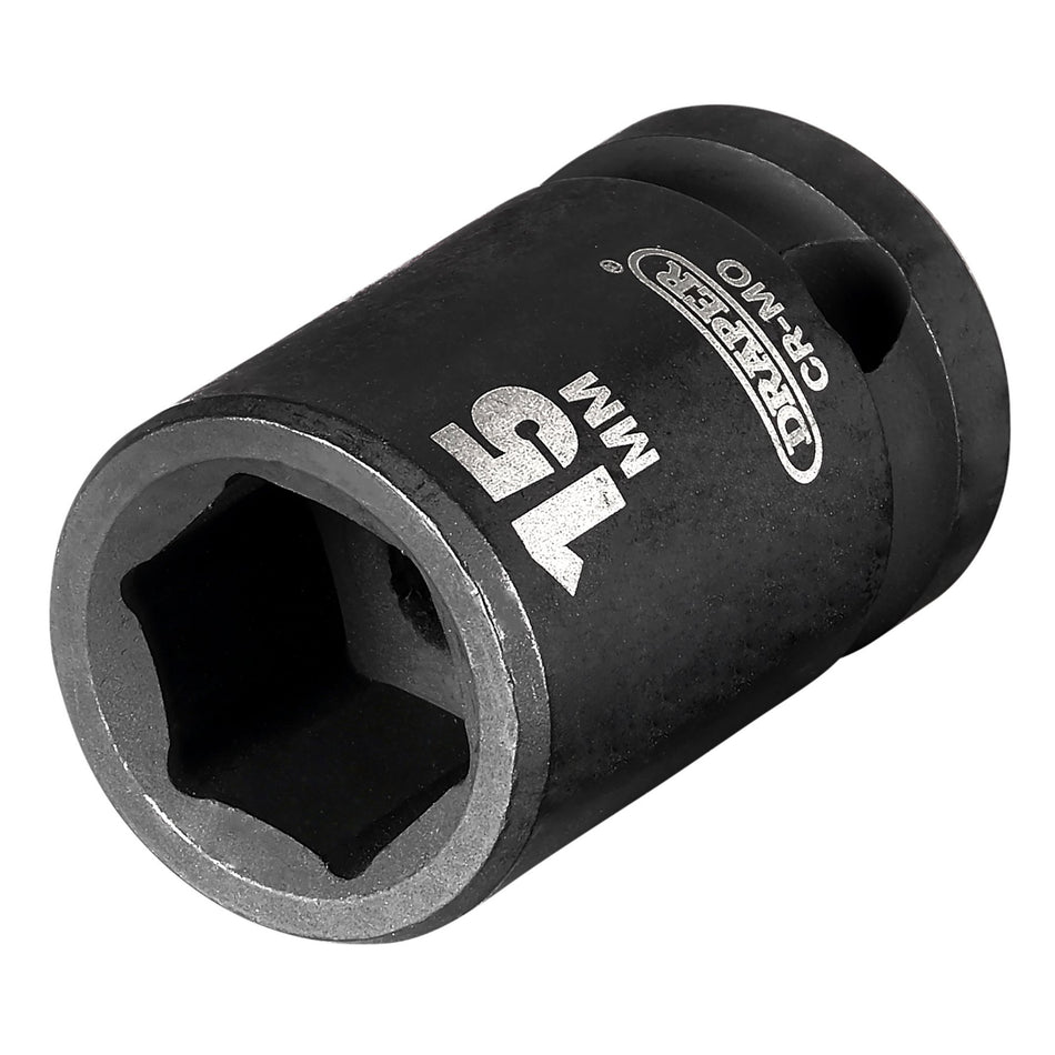 DRAPER Expert 15mm 1/2in. Square Drive Impact Socket: Model No.410MM