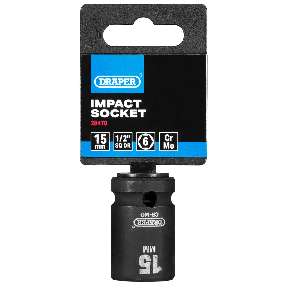 DRAPER Expert 15mm 1/2in. Square Drive Impact Socket: Model No.410MM