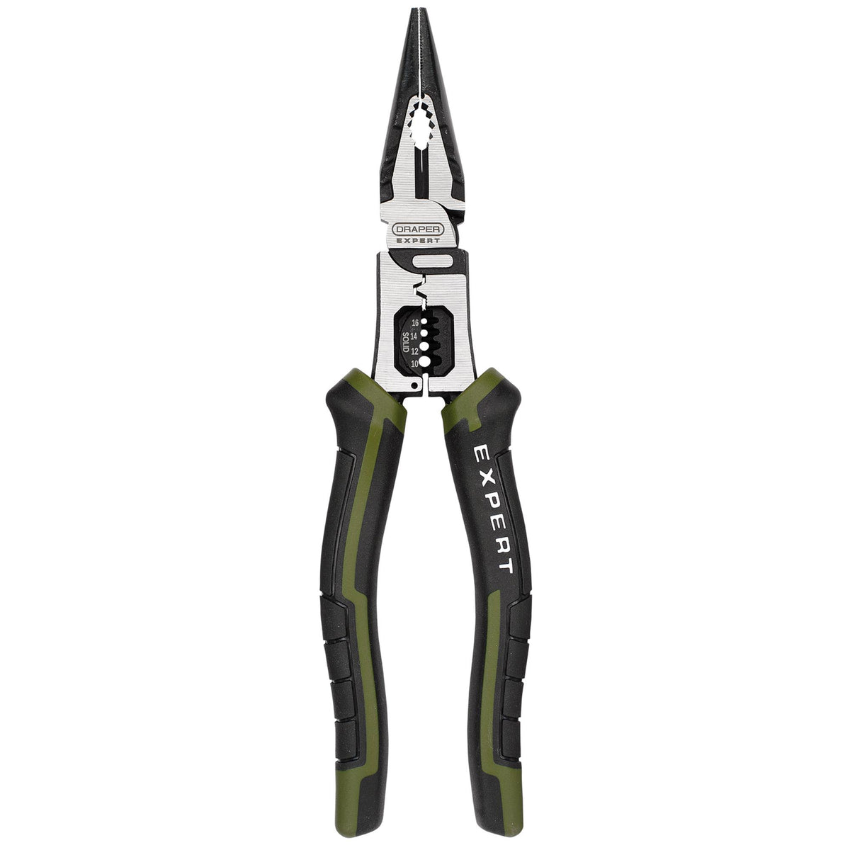 Draper Expert Long Nose Pliers with Wire Stripper, 200mm : Model No. PL-EX/LPWS-200