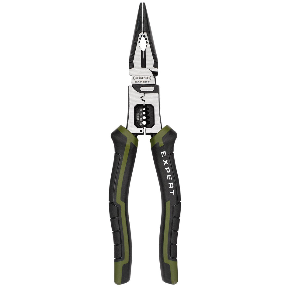 Draper Expert Long Nose Pliers with Wire Stripper, 200mm : Model No. PL-EX/LPWS-200
