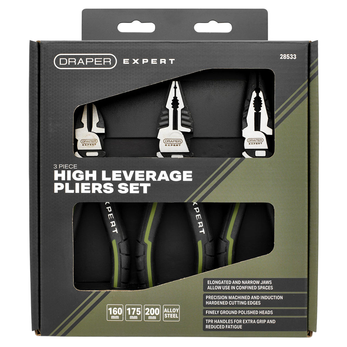 Draper Expert High Leverage Pliers Set (3 Piece) : Model No. PL-EX/HLP-SET