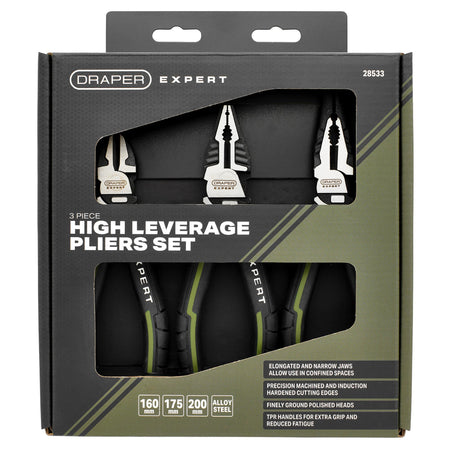 Draper Expert High Leverage Pliers Set (3 Piece) : Model No. PL-EX/HLP-SET