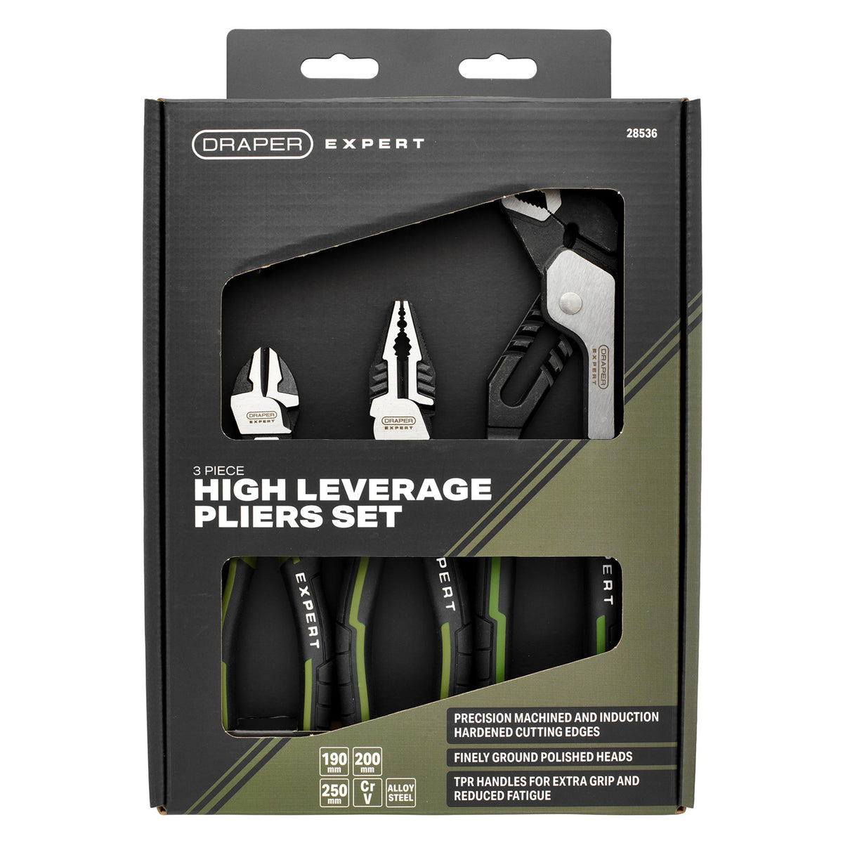 Draper Expert High Leverage Pliers Set with Water Pump Pliers (3 Piece) : Model No. PL-EX/HLP-SET2