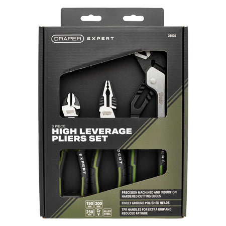 Draper Expert High Leverage Pliers Set with Water Pump Pliers (3 Piece) : Model No. PL-EX/HLP-SET2