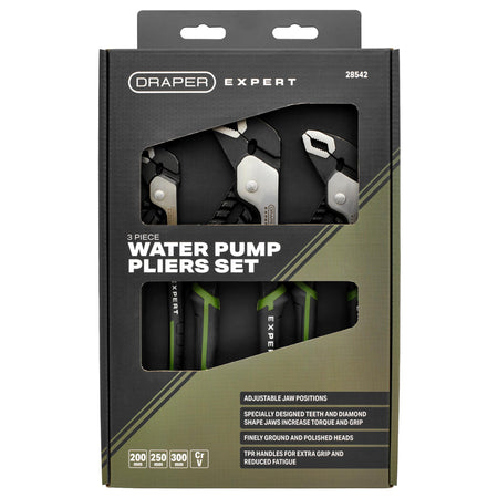 Draper Expert Water Pump Pliers Set (3 Piece) : Model No. PL-EX/WPP-SET