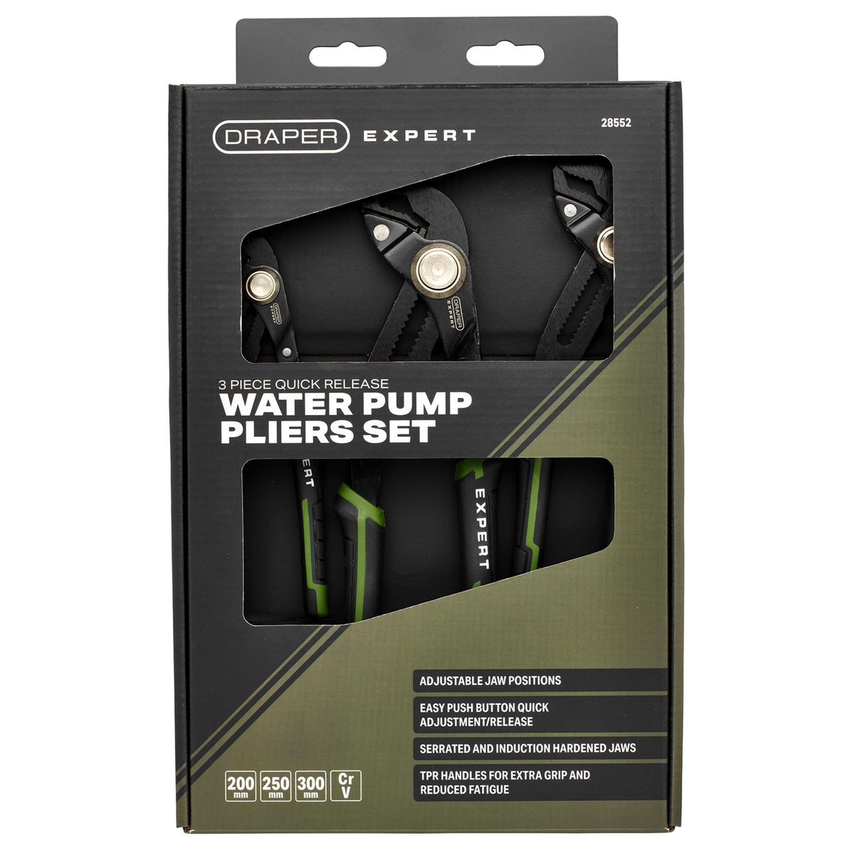Draper Expert Quick Release Water Pump Pliers Set (3 Piece) : Model No. PL-EX/QRWPP-SET