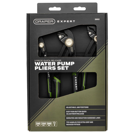 Draper Expert Quick Release Water Pump Pliers Set (3 Piece) : Model No. PL-EX/QRWPP-SET