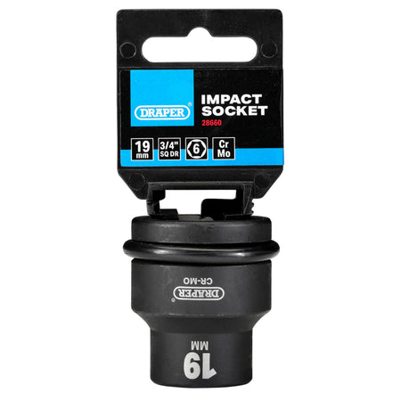DRAPER Expert 19mm 3/4in. Square Drive Hi-Torq ; 6 Point Impact Socket: Model No.419-MM