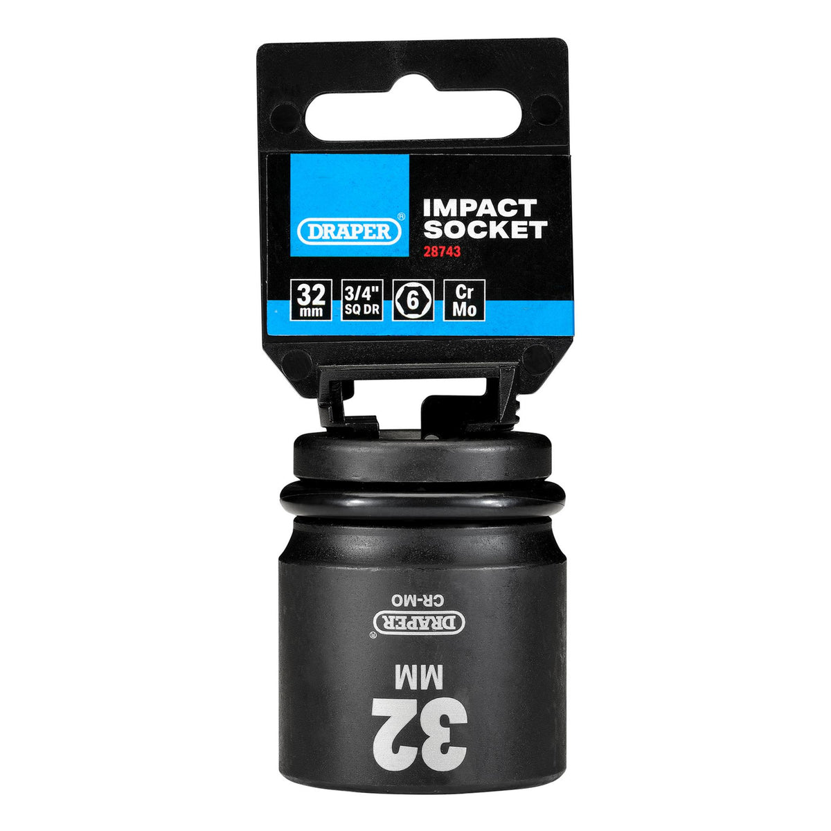 DRAPER Expert 32mm 3/4in. Square Drive Hi-Torq ; 6 Point Impact Socket: Model No.419-MM