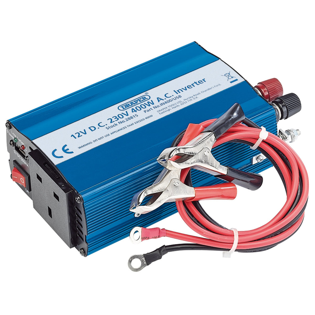 DRAPER 12V 400W DC-AC Inverter: Model No.IN400/USB