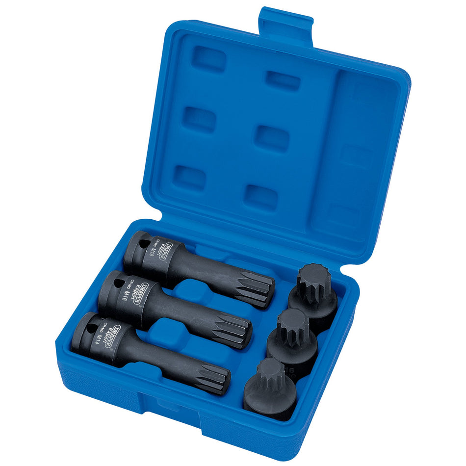 DRAPER Expert 6 piece 1/2in. Sq. Dr. Impact Spline Bit Set: Model No.ISS6