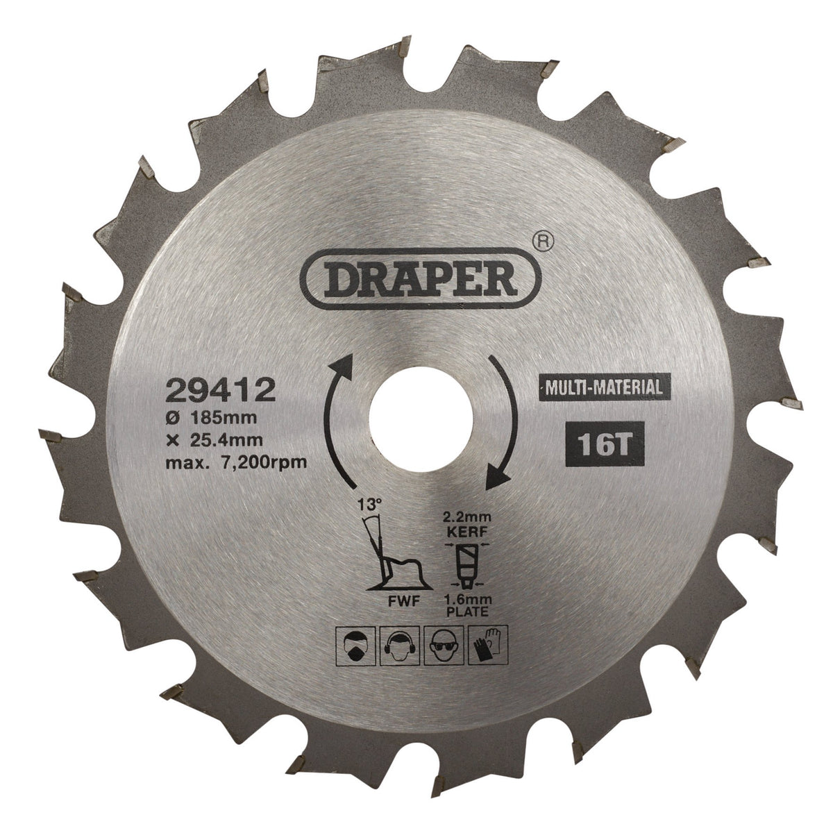 TCT Multi-Purpose Circular Saw Blade, 185 x 25.4mm, 16T: Model No. SBM3