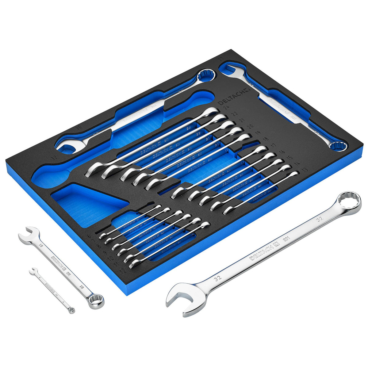 BUNKER Open End Spanner Set in EVA Foam Inlay (21 Piece) : Model No. DELTACH-561005