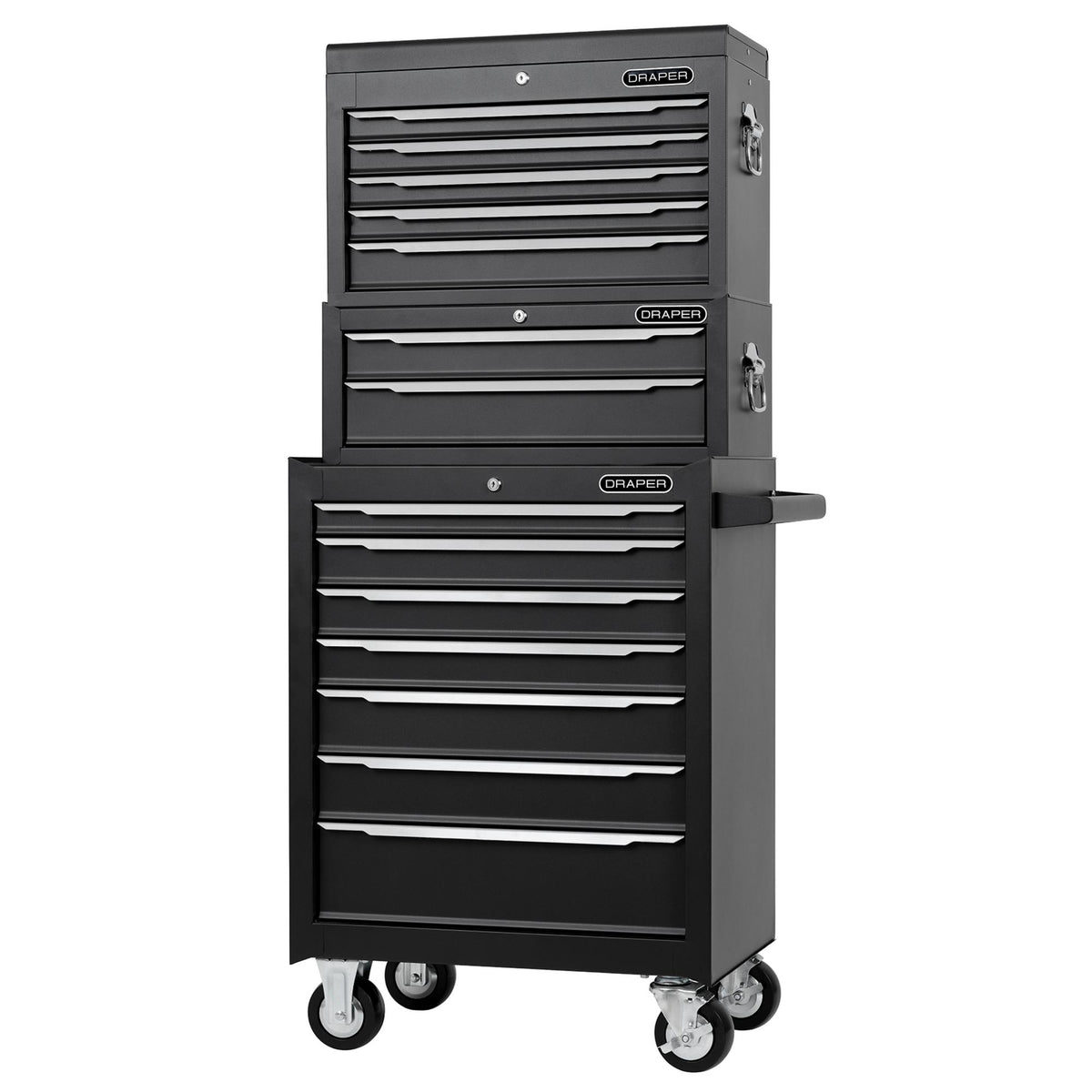 Combined Roller Cabinet, Mid Tool Chest and Tool Chest, 14 Drawers, 26"