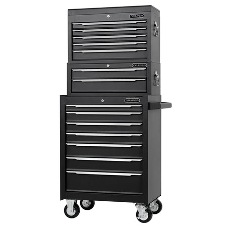 Combined Roller Cabinet, Mid Tool Chest and Tool Chest, 14 Drawers, 26"