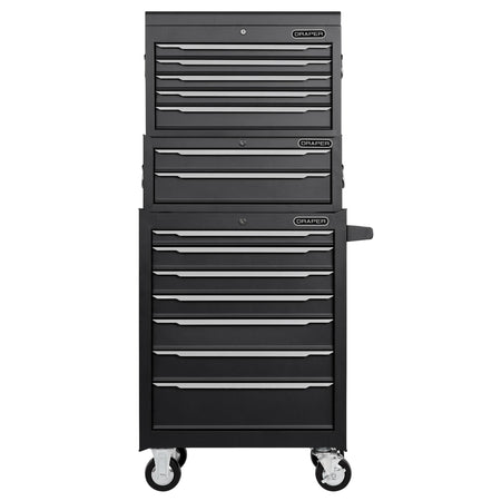 Combined Roller Cabinet, Mid Tool Chest and Tool Chest, 14 Drawers, 26"