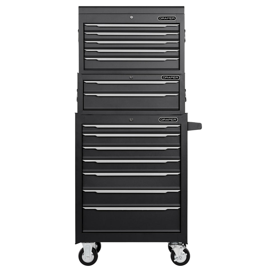 Combined Roller Cabinet, Mid Tool Chest and Tool Chest, 14 Drawers, 26"