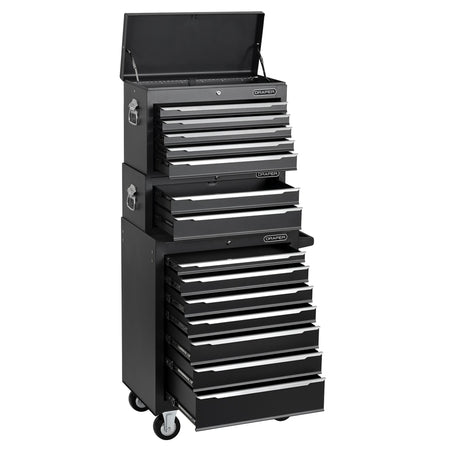Combined Roller Cabinet, Mid Tool Chest and Tool Chest, 14 Drawers, 26"
