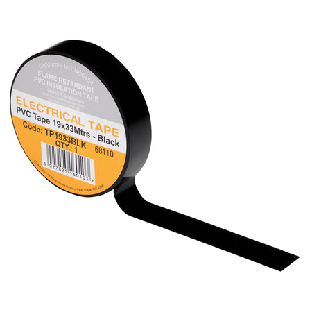 Black PVC Electrical Insulation Tape, 19mm x 33m (Pack of 10)