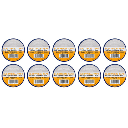 Blue PVC Electrical Insulation Tape, 19mm x 33m (Pack of 10)