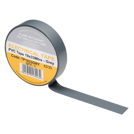 Grey PVC Electrical Insulation Tape, 19mm x 33m (Pack of 10)