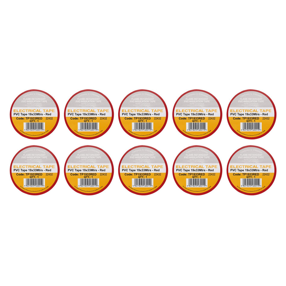 White PVC Electrical Insulation Tape, 19mm x 33m (Pack of 10)
