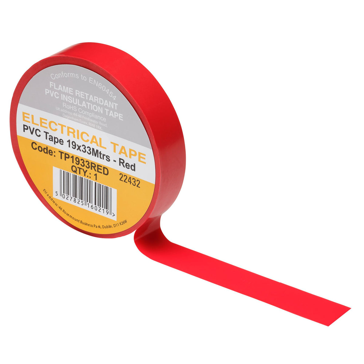 Red PVC Electrical Insulation Tape, 19mm x 33m (Pack of 10)