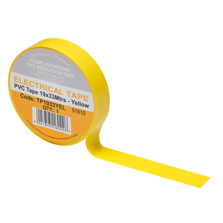 Yellow PVC Electrical Insulation Tape, 19mm x 33m (Pack of 10)