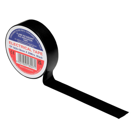 Black PVC Electrical Insulation Tape, 19mm x 20m (Pack of 10)