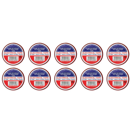 Brown PVC Electrical Insulation Tape, 19mm x 20m (Pack of 10)