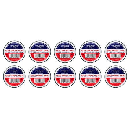 Grey PVC Electrical Insulation Tape, 19mm x 20m (Pack of 10)