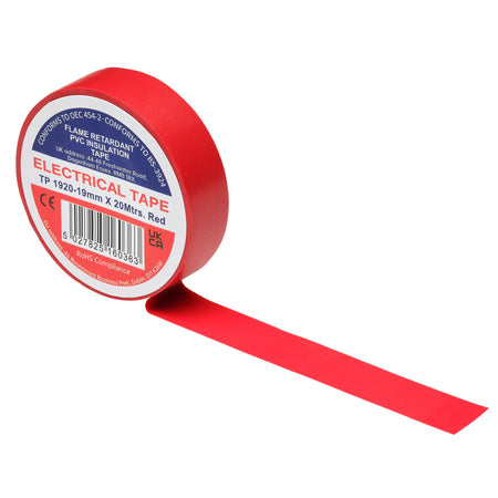 Red PVC Electrical Insulation Tape, 19mm x 20m (Pack of 10)