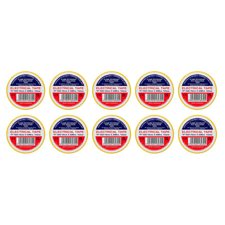 Yellow PVC Electrical Insulation Tape, 19mm x 20m (Pack of 10)