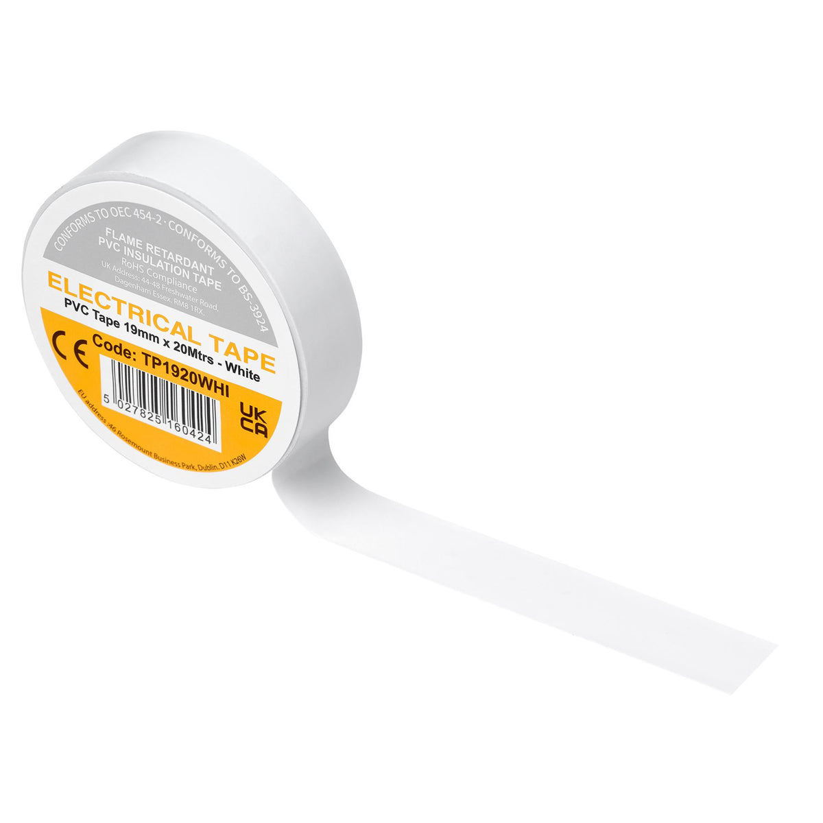 White PVC Electrical Insulation Tape, 19mm x 20m (Pack of 10)