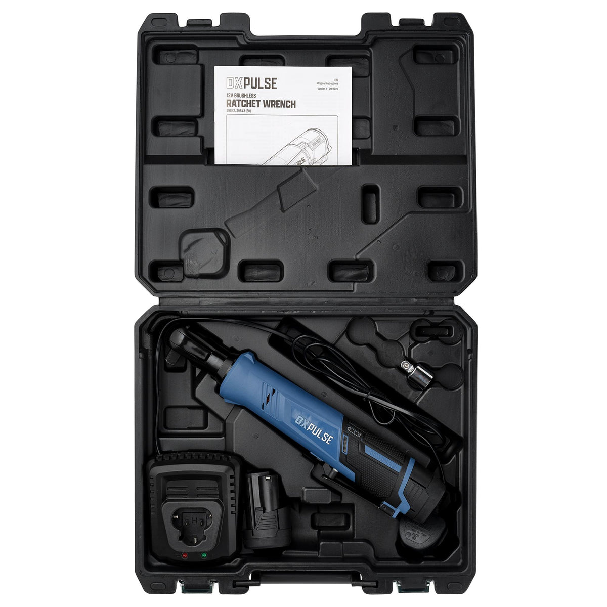DXPULSE 12V Brushless Ratchet Wrench Kit, 1/2" Sq. Dr., 2 x 2.0Ah Batteries, 1 x Charger