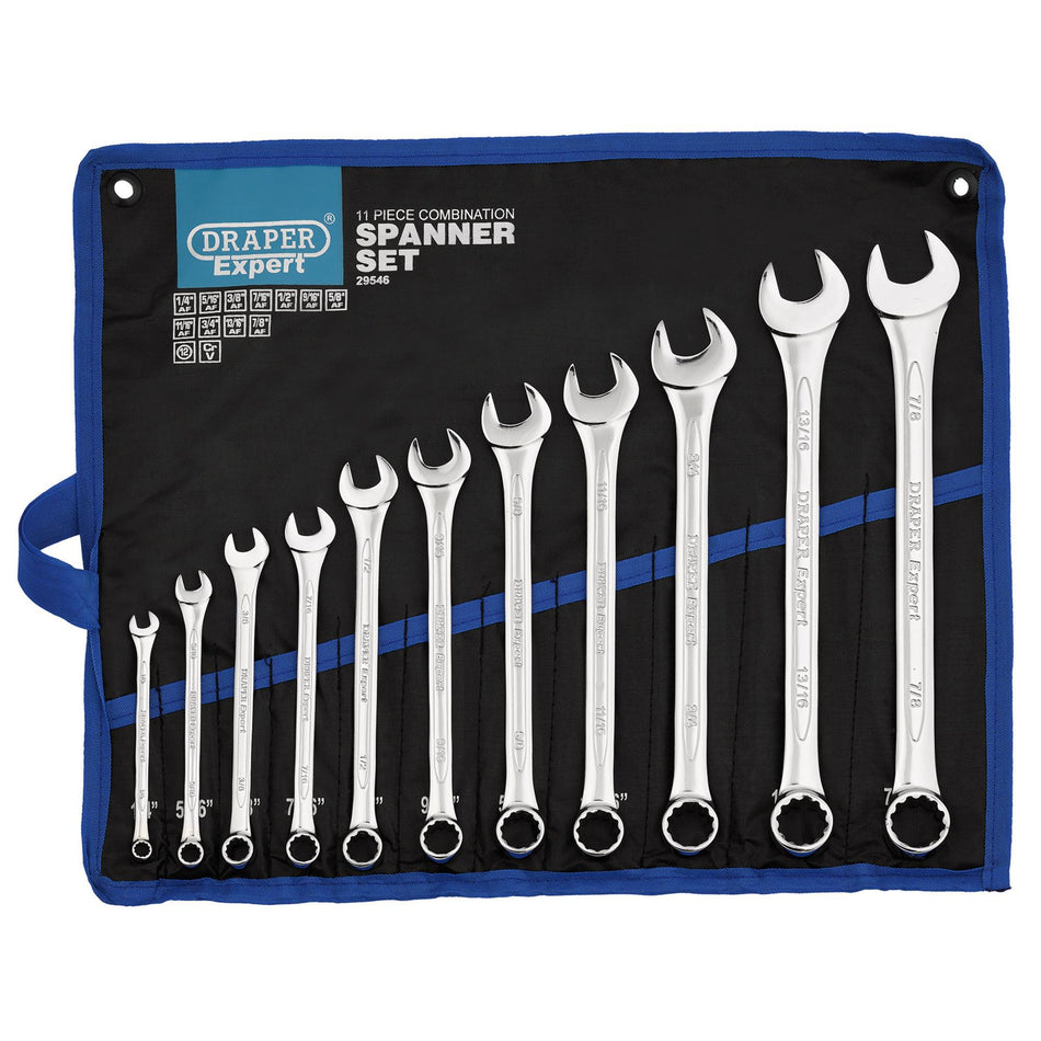 DRAPER 11 Piece Imperial Combination Spanner Set: Model No.8220/11/AF