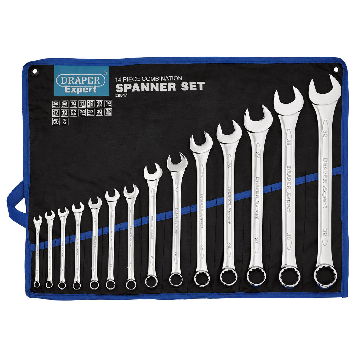 DRAPER 14 Piece Metric Combination Spanner Set: Model No.8220/14/MM