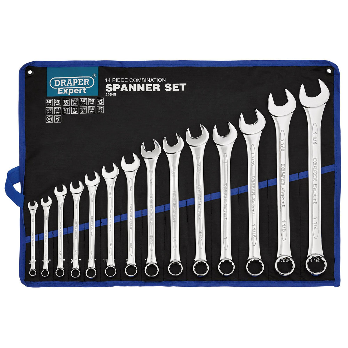 DRAPER 14 Piece Imperial Combination Spanner Set: Model No.8220/14/AF