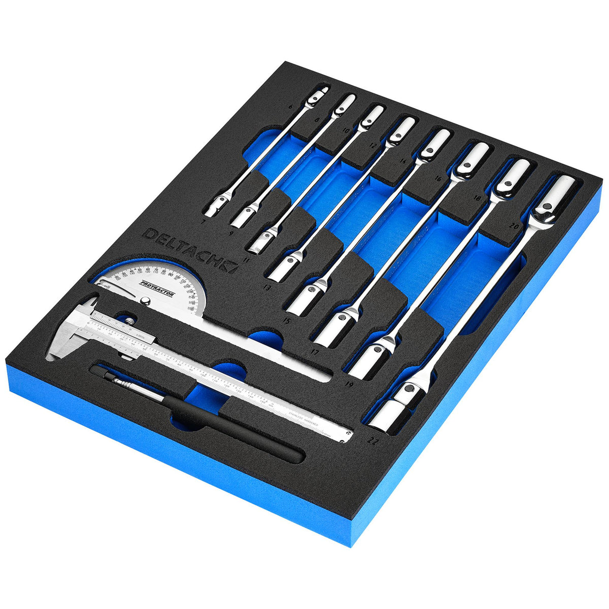 BUNKER Knee Wrench, Measuring and Pick-up Set in EVA Foam Inlay (10 Piece) : Model No. DELTACH-561024