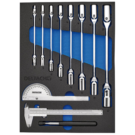 BUNKER Knee Wrench, Measuring and Pick-up Set in EVA Foam Inlay (10 Piece) : Model No. DELTACH-561024